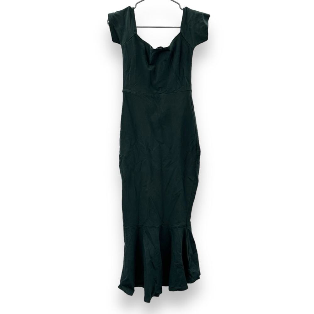 Lulus How Much I Care Dark Green‎ Off-the-Shoulder Ruffle Hem Midi Dress Sz S - Picture 6 of 12